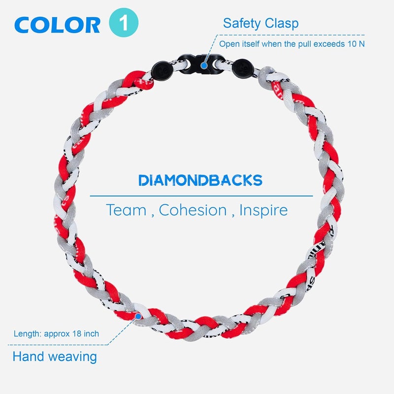 SUPBOMM 3 pcs Baseball Rope Necklaces, League Team Colors Braided Necklace, Baseball Team Gifts - Image 2